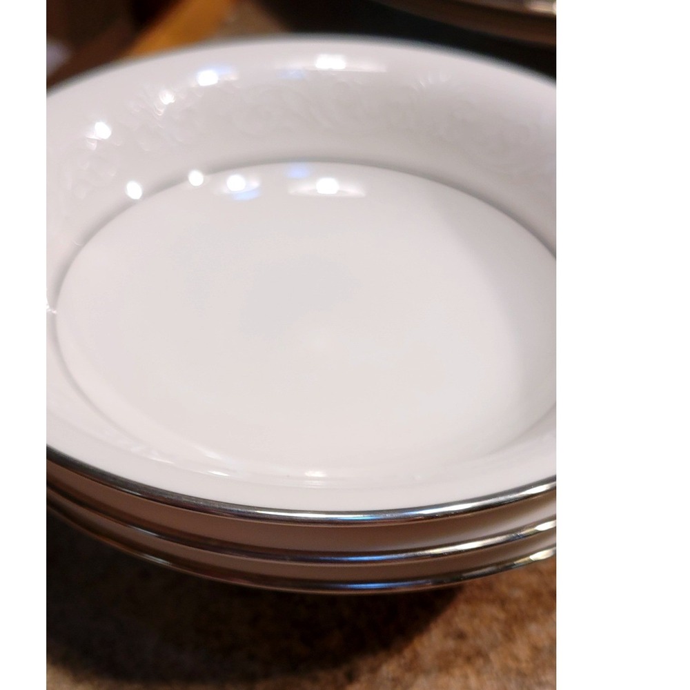 Noritake Ivory China Marseille 7550 Small Fruit Sauce Bowl Dish Silver Rim